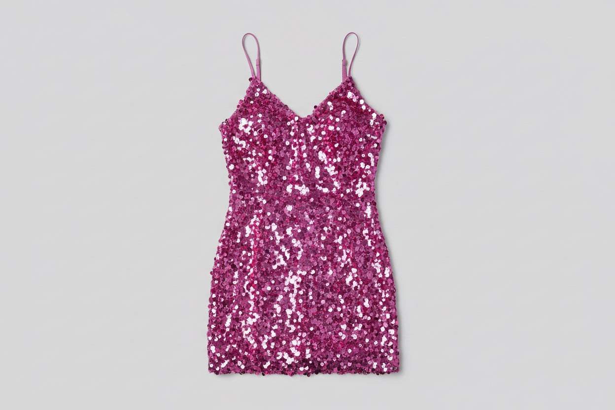 Hot Pink Sequin Mini Dress