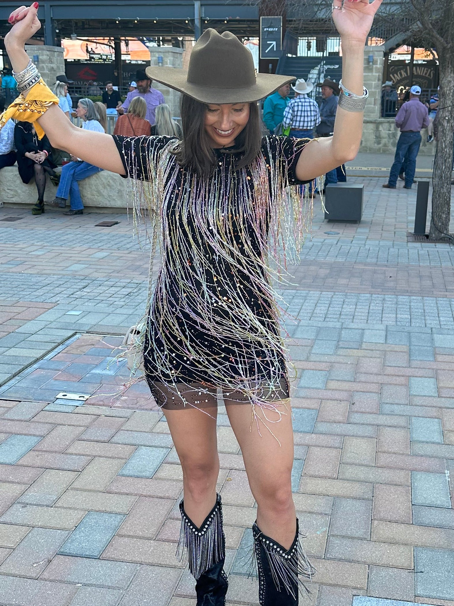 Tassel Multi-Beaded Mini Shift Dress
