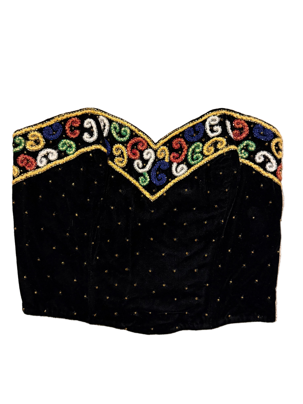 Velvet Sequined Strapless Corset Top