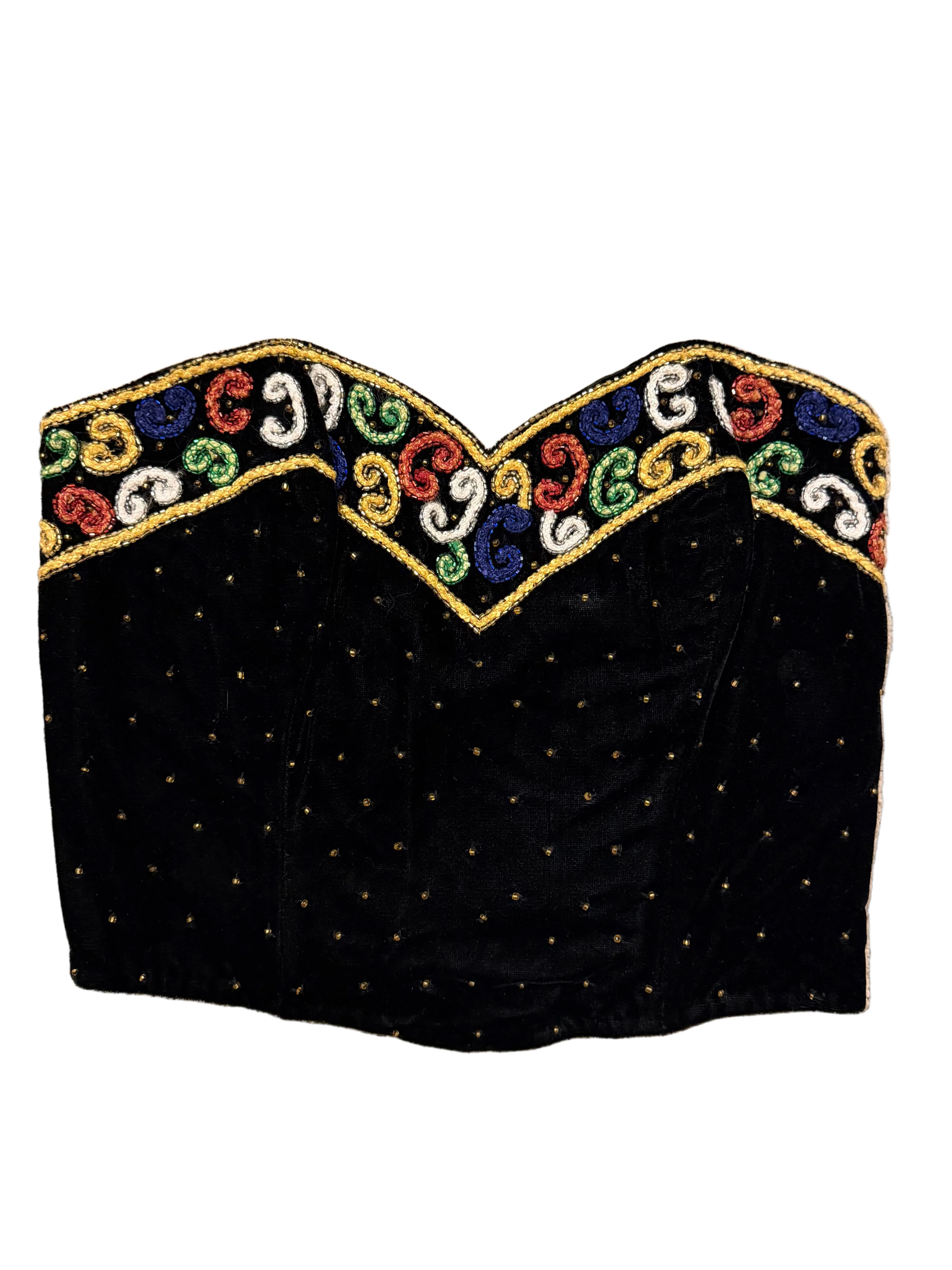 Velvet Sequined Strapless Corset Top