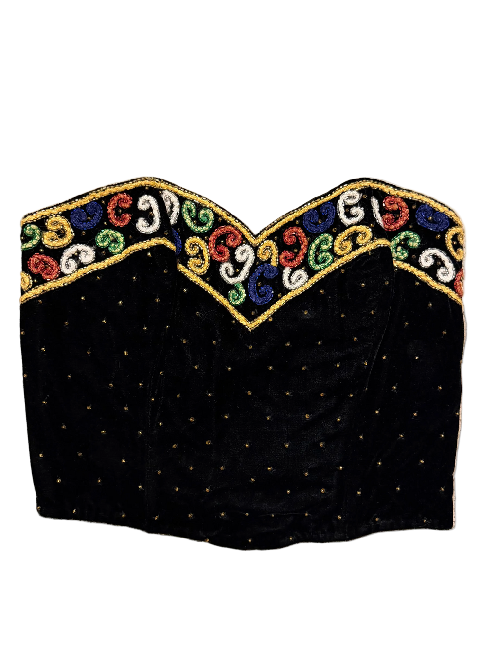Velvet Sequined Strapless Corset Top