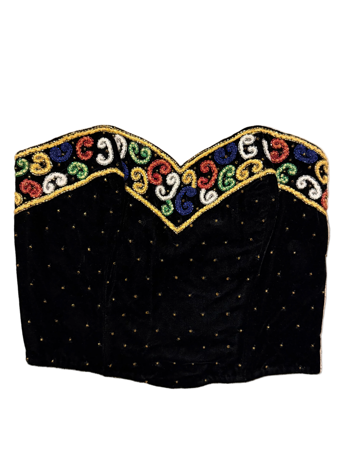 Velvet Sequined Strapless Corset Top