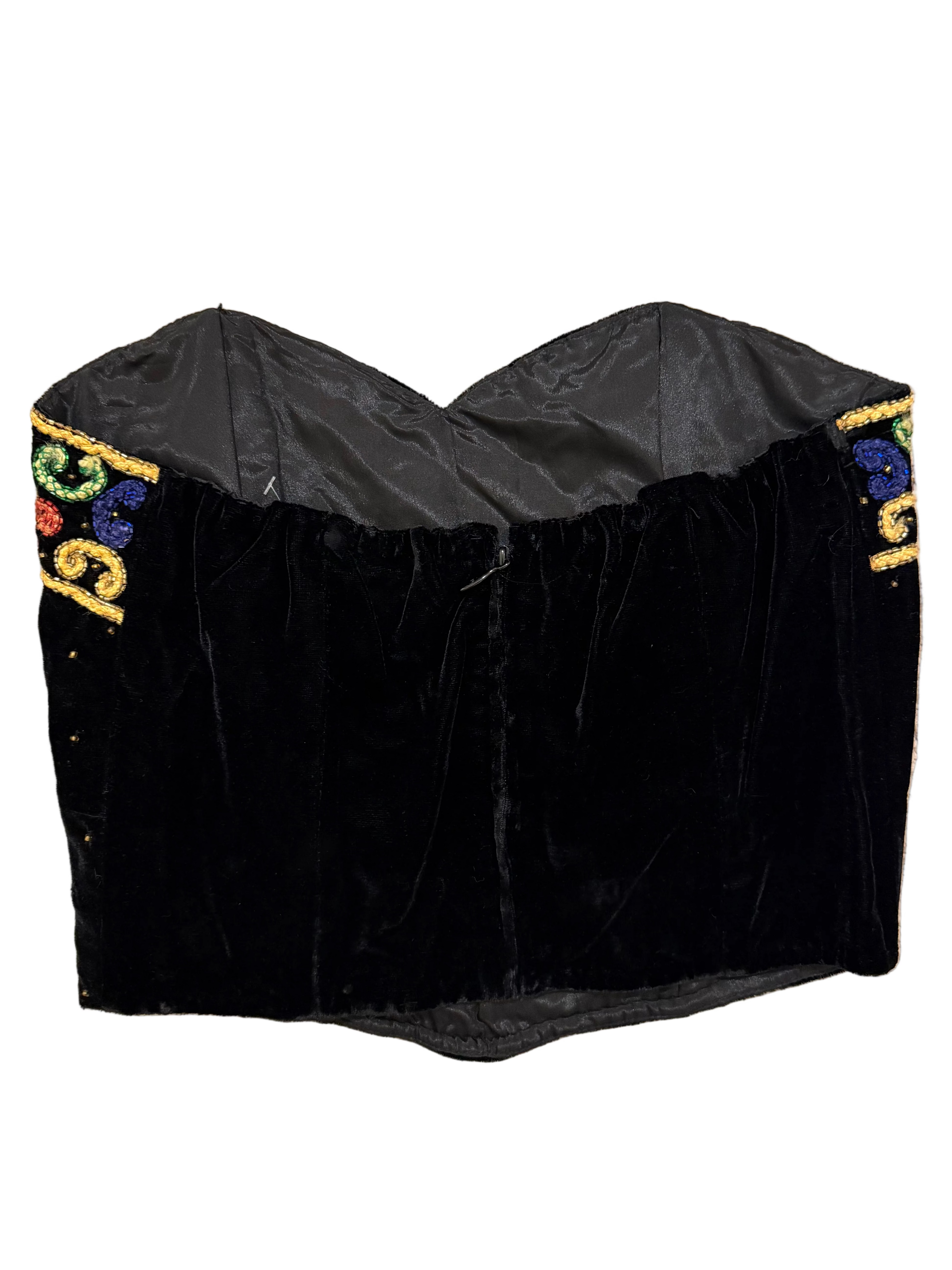 Velvet Sequined Strapless Corset Top
