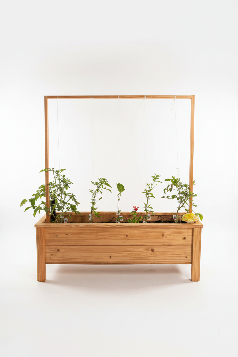 Handmade wooden garden bed