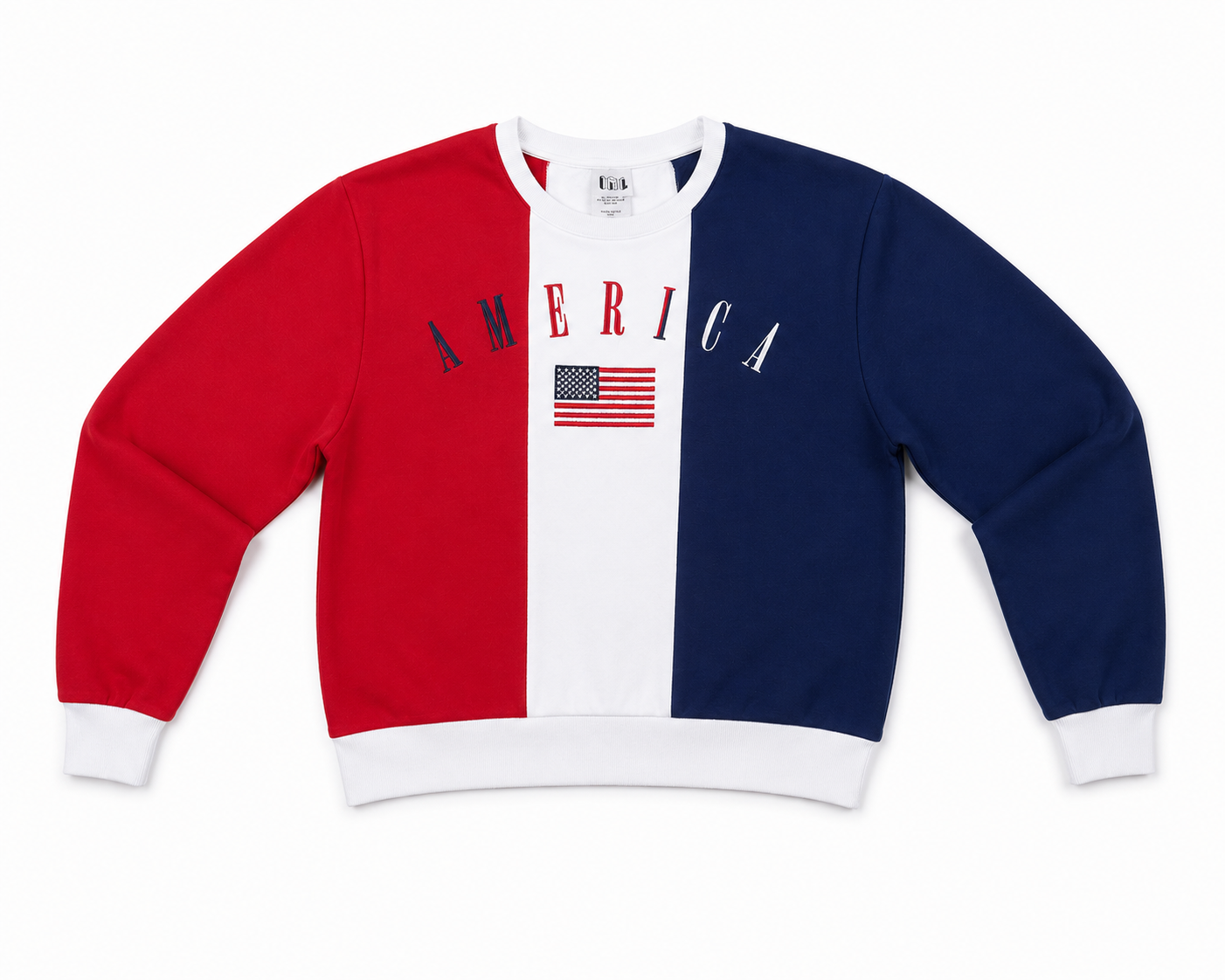 Isaac Morris America Color Block Crewneck Sweatshirt – Large