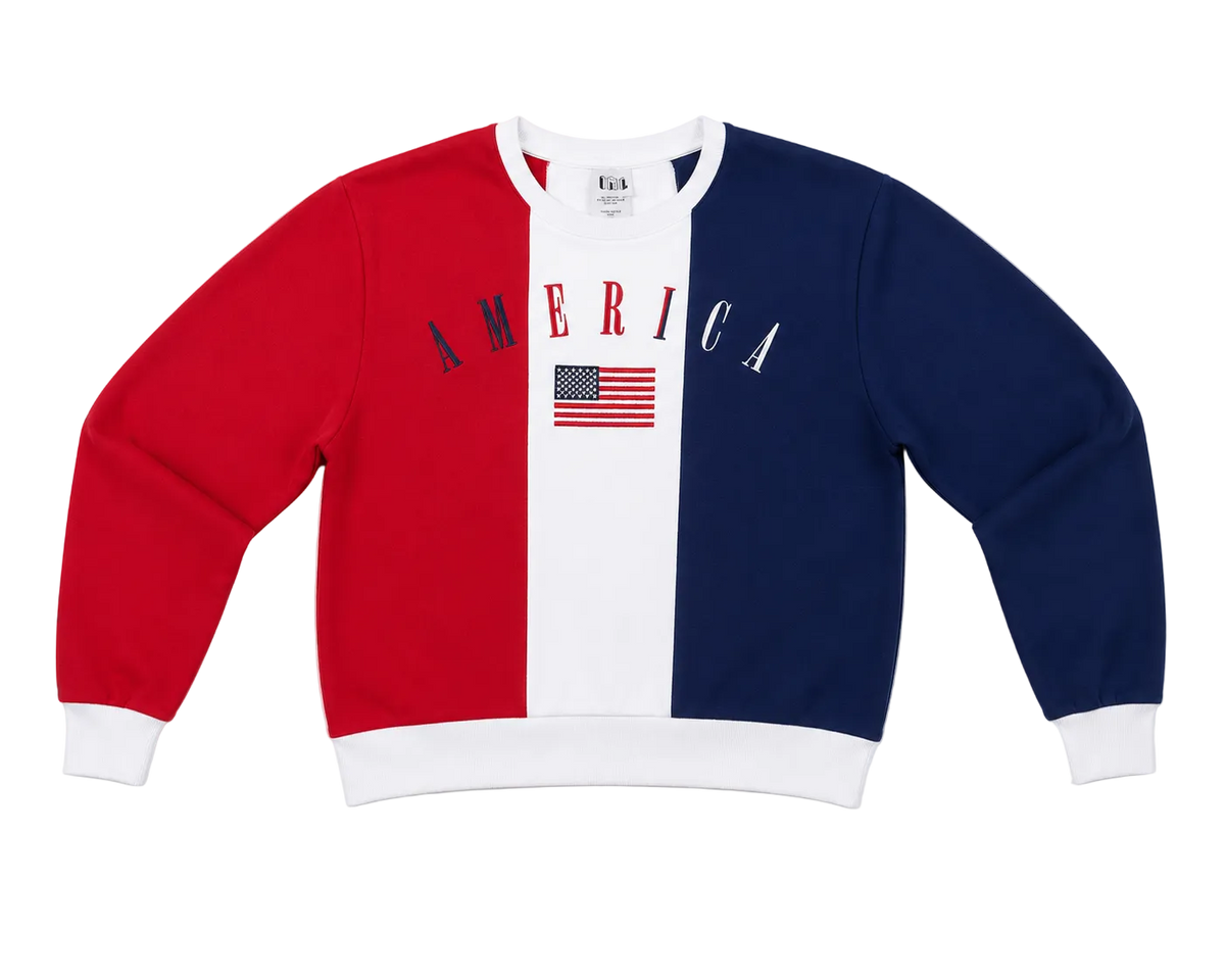 Isaac Morris America Color Block Crewneck Sweatshirt – Large