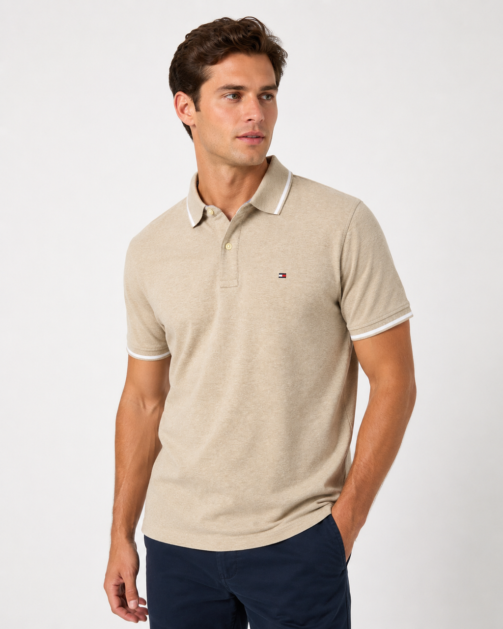 Tommy Hilfiger XL Beige Short Sleeve Polo