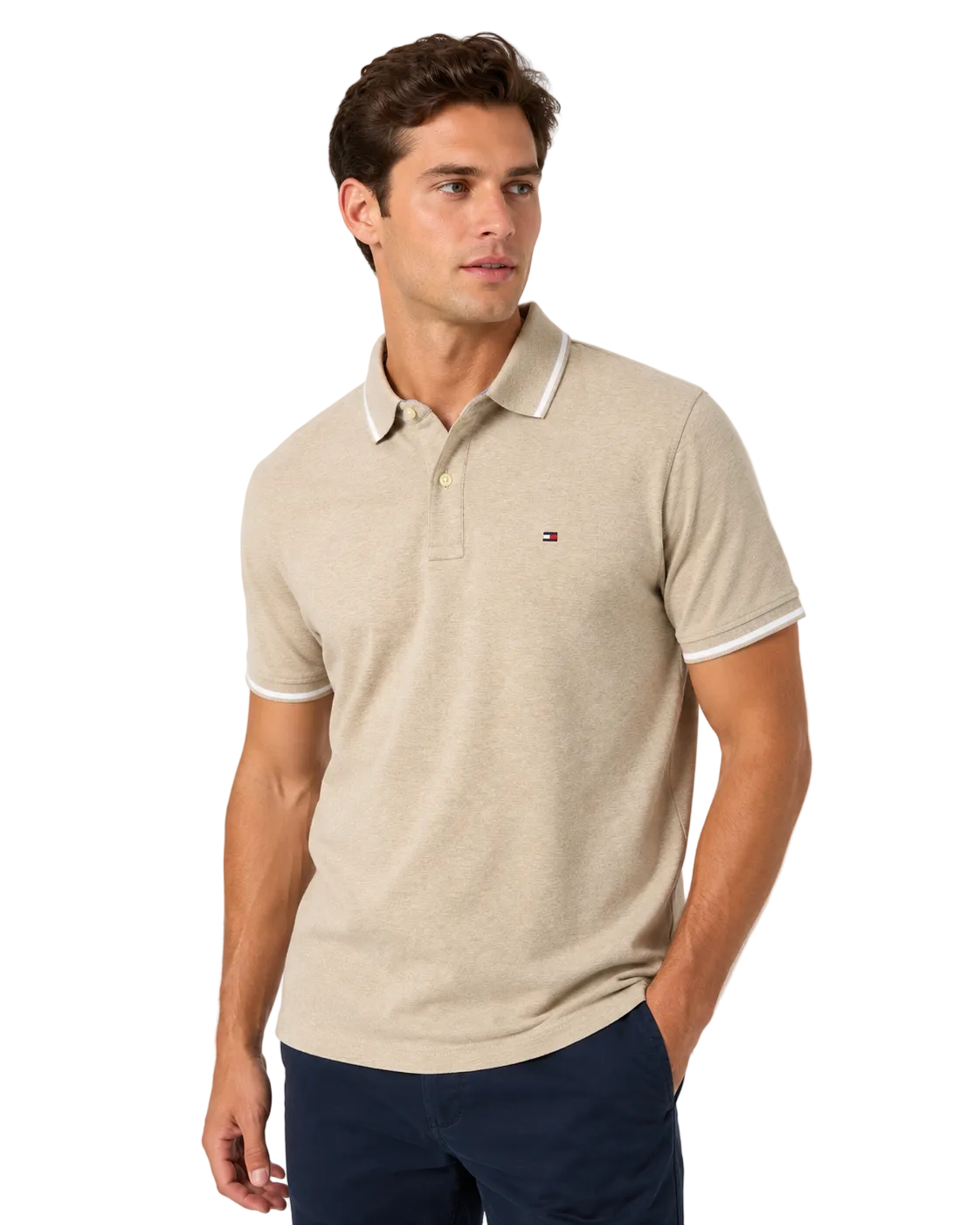 Tommy Hilfiger XL Beige Short Sleeve Polo