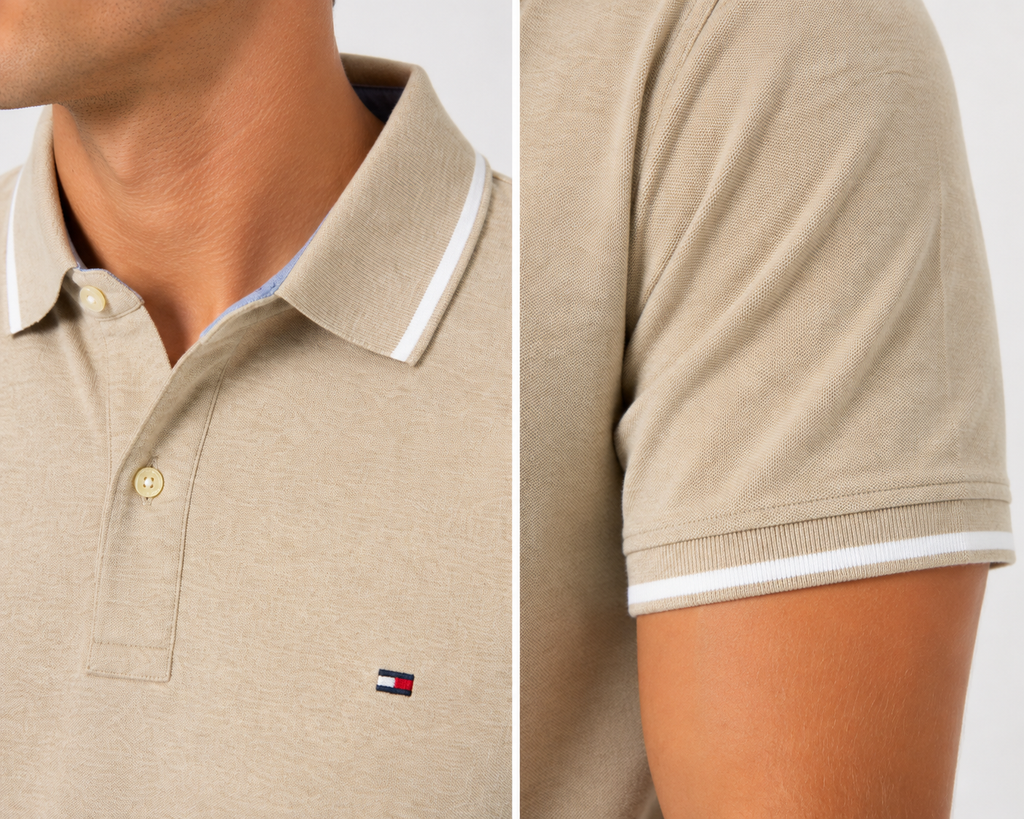 Tommy Hilfiger XL Beige Short Sleeve Polo